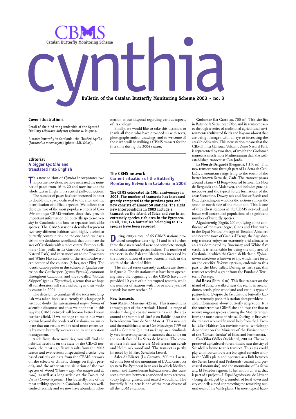 Bulletin of the Catalan Butterfly Monitoring Scheme 2003