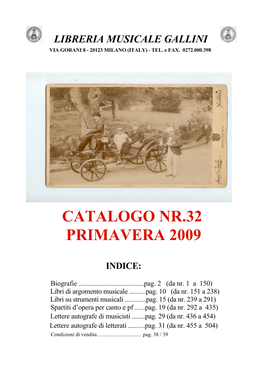 Catalogo Nr.32 Primavera 2009