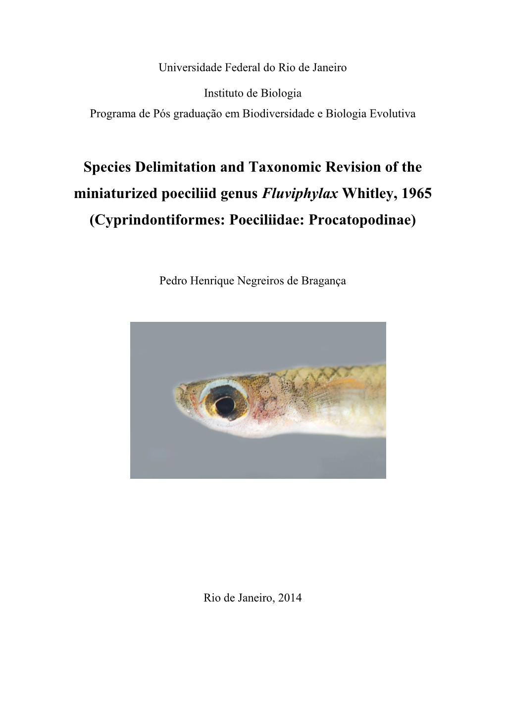 Species Delimitation and Taxonomic Revision of the Miniaturized Poeciliid Genus Fluviphylax Whitley, 1965 (Cyprindontiformes: Poeciliidae: Procatopodinae)