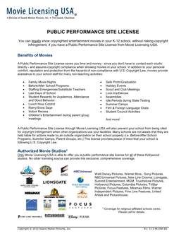 Public Performance Site License