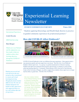 Experiential Learning Newsletter