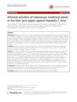 Antiviral Activities of Indonesian Medicinal Plants in the East Java Region Against Hepatitis C Virus