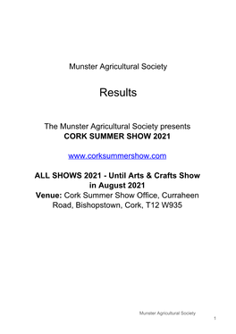Munster Agricultural Society | Results