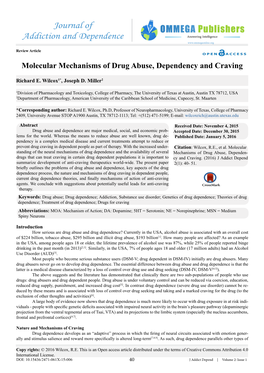 Journal of Addiction and Dependence