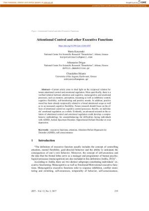 Attentional Control and Other Executive Functions