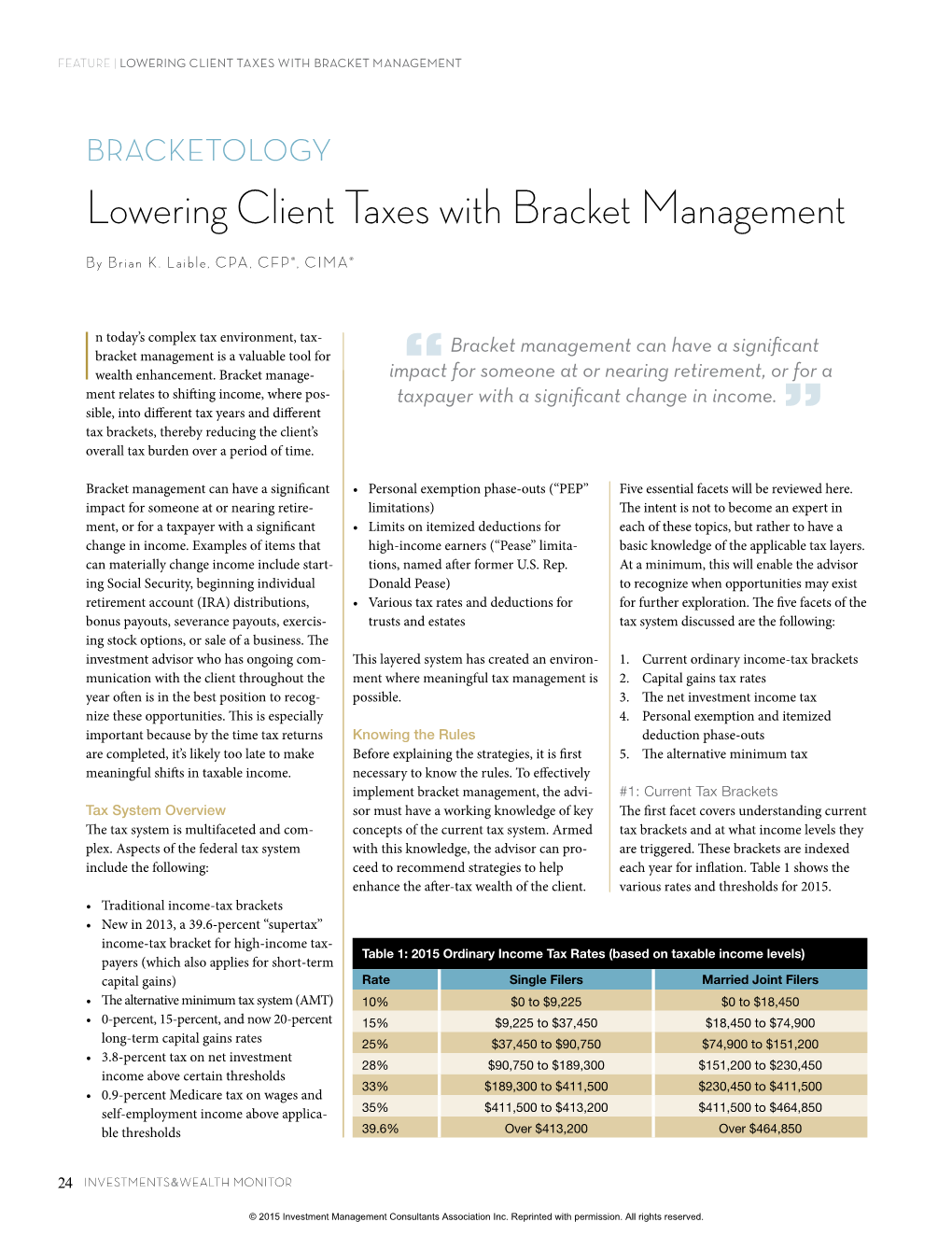 Lowering Client Taxes with Bracket Management
