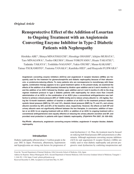 Renoprotective Effect of the Addition of Losartan to Ongoing Treatment with an Angiotensin Converting Enzyme Inhibitor in Type-2 Diabetic Patients with Nephropathy