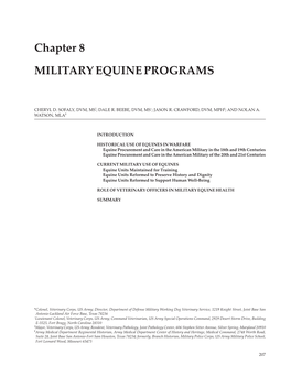 Chapter 8 MILITARY EQUINE PROGRAMS