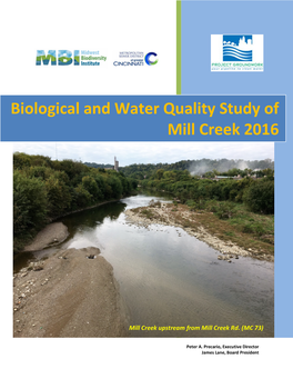 Biological and Water Quality Study of Mill Creek 2016