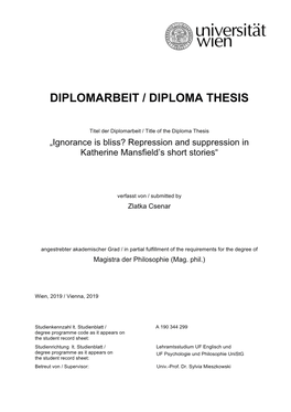 Diplomarbeit / Diploma Thesis