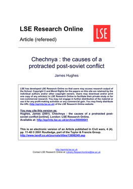 Chechnya : the Causes of a Protracted Post-Soviet Conflict