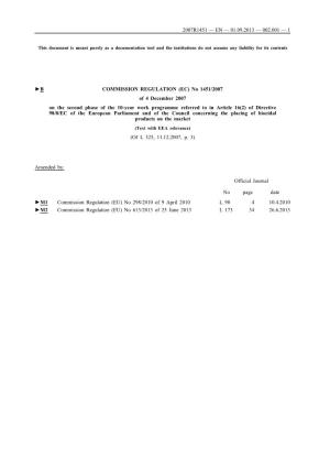 B COMMISSION REGULATION (EC) No 1451/2007 of 4 December 2007