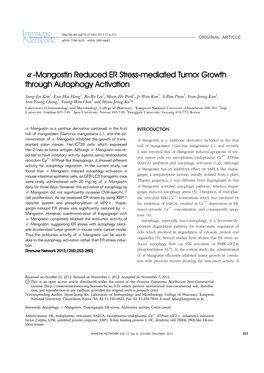 Α-Mangostin Reduced ER Stress-Mediated Tumor Growth Through Autophagy Activation