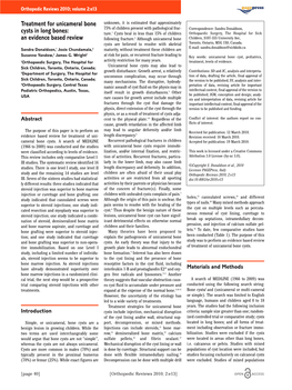 Treatment for Unicameral Bone Cysts in Long Bones: an Evidence Based