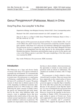 Genus Pterygoneurum (Pottiaceae, Musci) in China