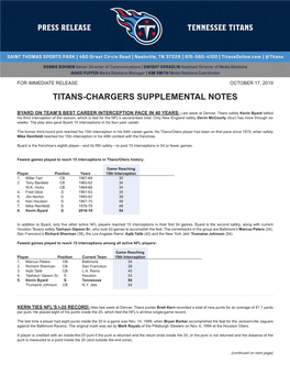 Titans-Chargers Supplemental Notes