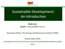 Sustainable Development: an Introduction