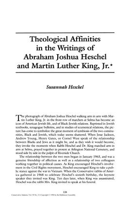 Theological Affinities in the Writings of Abraham Joshua Heschel and Martin Luther King, Jr.*