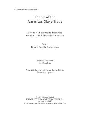 Papers of the American Slave Trade