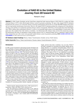 Evolution of NAD 83 in the United States: Journey from 2D Toward 4D