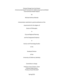 Climate Change from the Streets: a Community-Based Framework for Addressing Local and Global Environmental Health Impacts