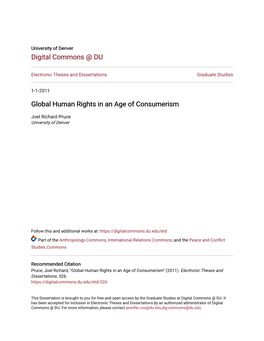 Global Human Rights in an Age of Consumerism