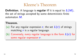 (A) for Any Regular Expression R, the Set L(R) of Strings