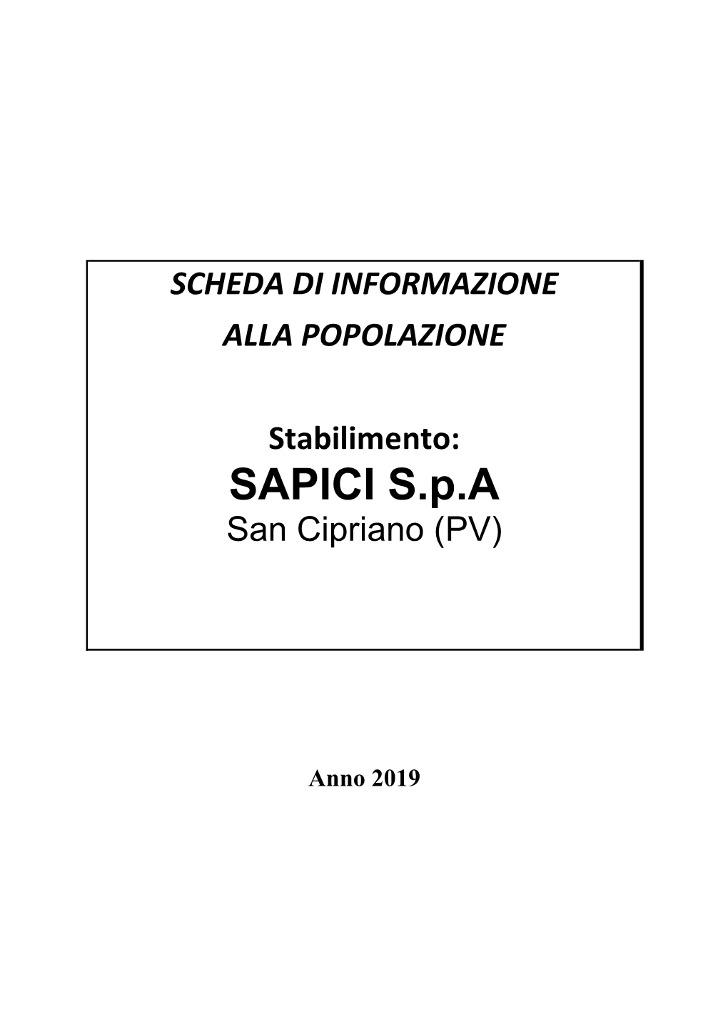 SAPICI S.P.A San Cipriano (PV)