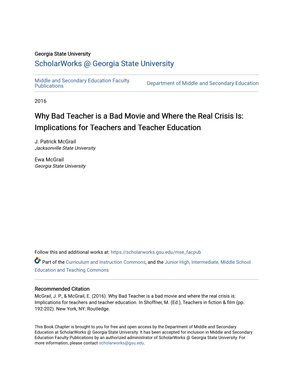 Why Bad Teacher Is a Bad Movie and Where the Real Crisis Is: Implications for Teachers and Teacher Education