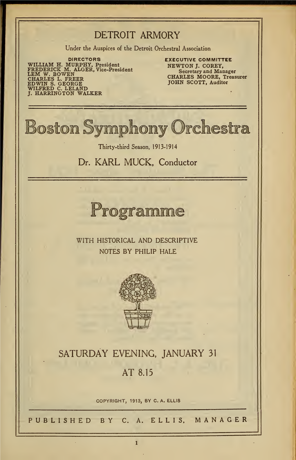 Boston Symphony Orchestra Concert Programs, Season 33,1913-1914, Trip