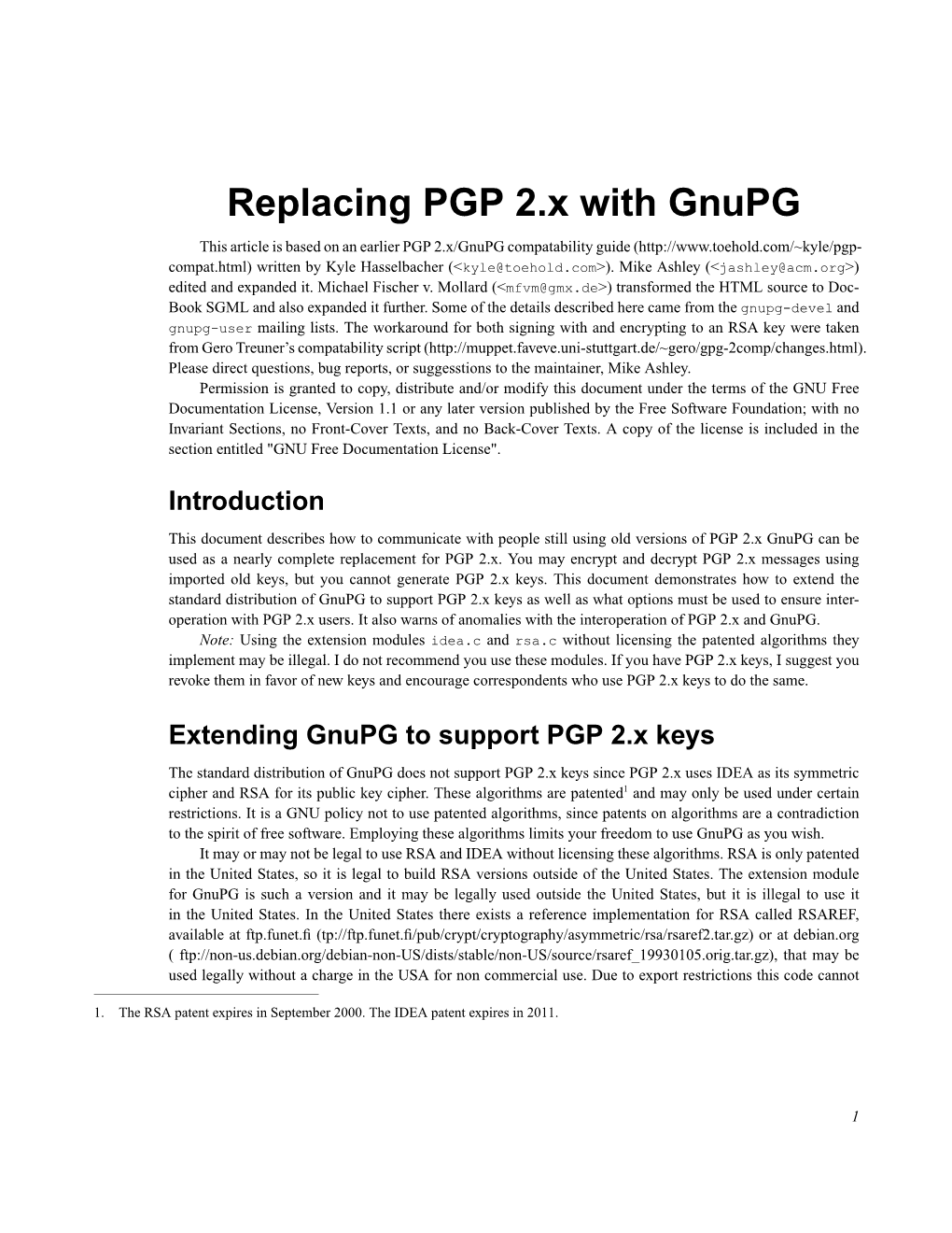 Replacing PGP 2.X with Gnupg