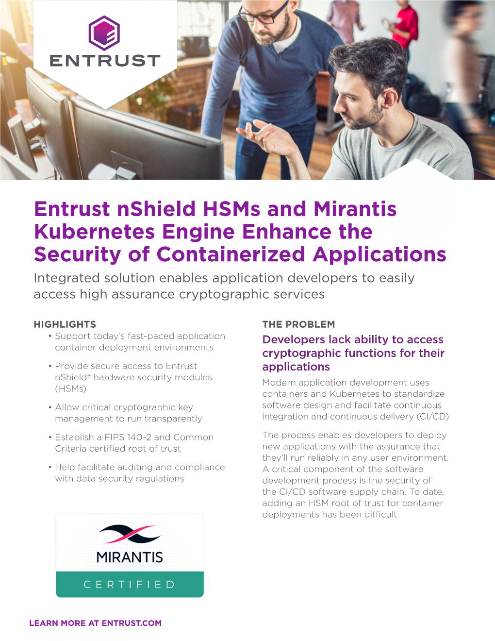 Entrust Nshield Hsms and Mirantis Kubernetes Engine Enhance The