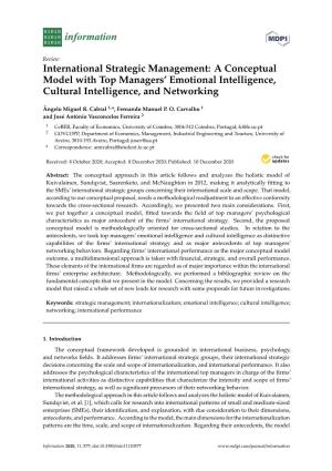International Strategic Management: a Conceptual Model with Top Managers' Emotional Intelligence, Cultural Intelligence, and N