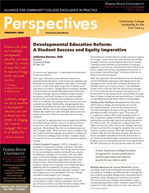 Developmental Education Reform: a Student Success and Equity