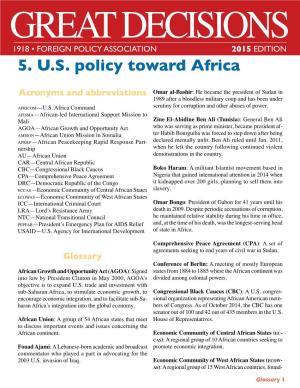 5. U.S. Policy Toward Africa