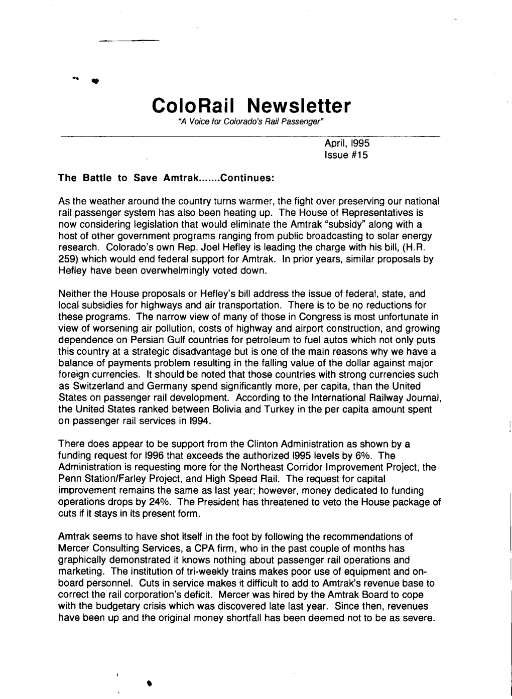 Colorail Newsletter 