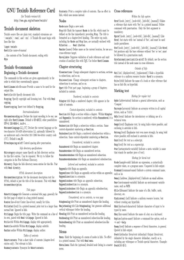 GNU Texinfo Reference Card @Contents Print a Complete Table of Contents