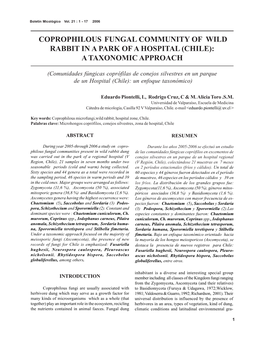 Coprophilous Fungal Community of Wild Rabbit in a Park of a Hospital (Chile): a Taxonomic Approach