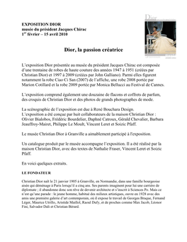 Dossier De Presse Expo Dior