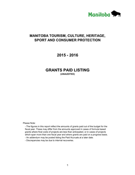 Manitoba Tourism, Culture, Heritage, Sport and Consumer Protection