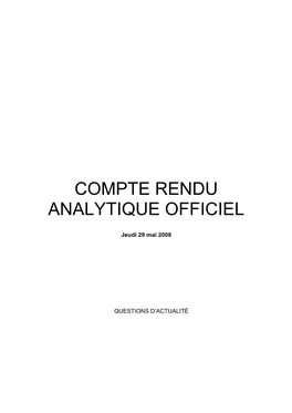 Compte Rendu Analytique Officiel