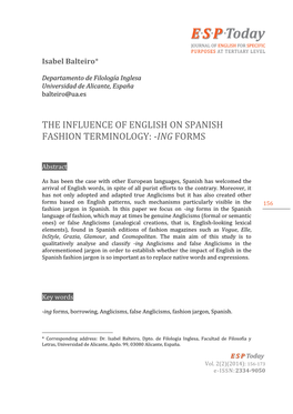 The Influence of English in Spanish Fashion Terminology