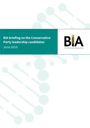 BIA Briefing on the Conservative Party Leadership Candidates