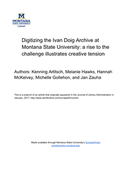 Digitizing the Ivan Doig Archive at Montana State University: a Rise to the Challenge Illustrates Creative Tension