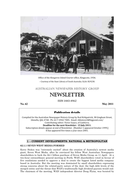 AUSTRALIAN NEWSPAPER HISTORY GROUP NEWSLETTER ISSN 1443-4962 No