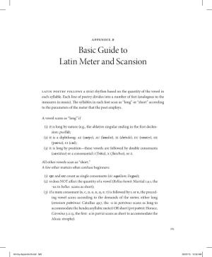 Basic Guide to Latin Meter and Scansion