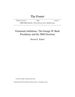 The George W. Bush Presidency and the 2006 Elections