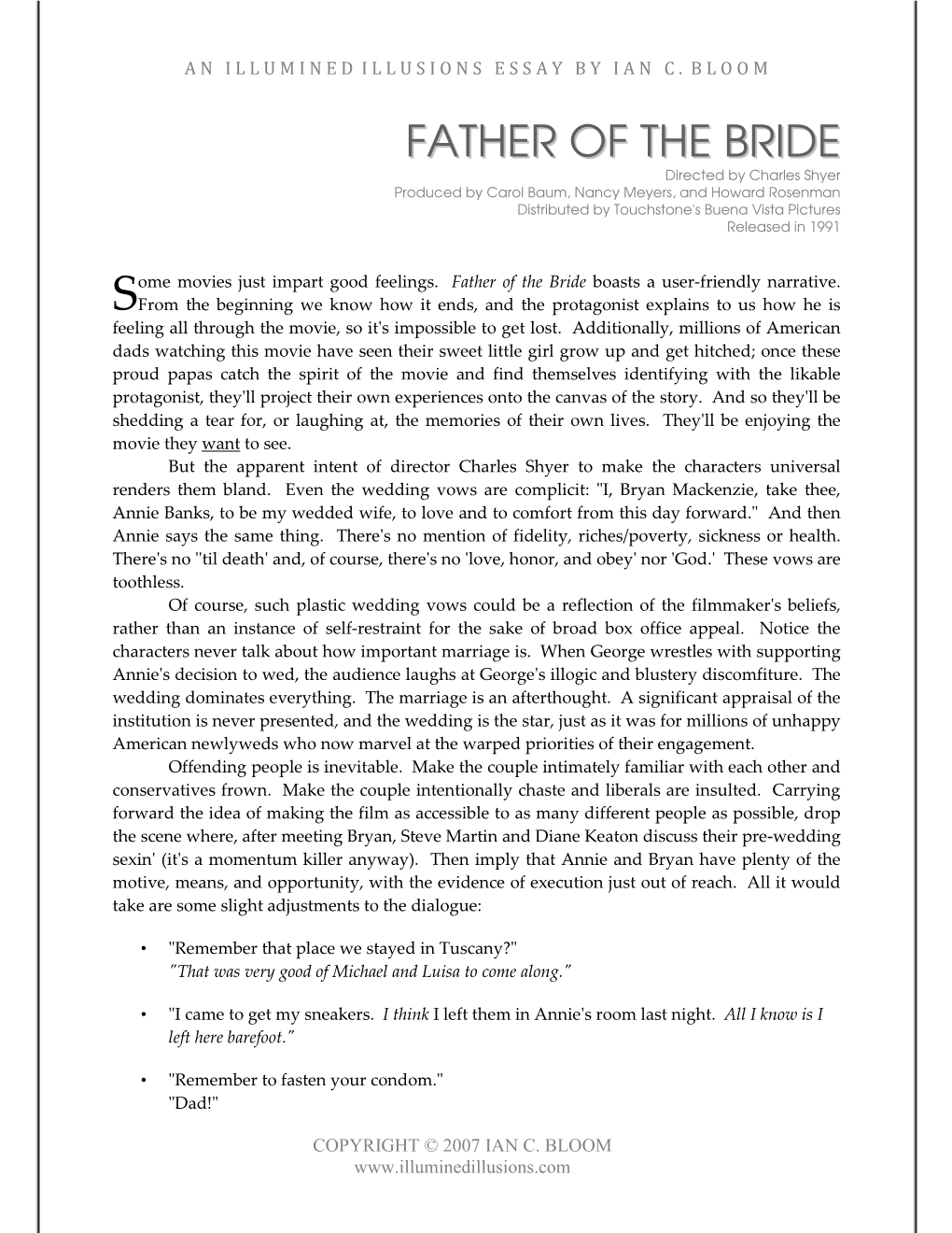 Father of the Bride Boasts a User-Friendly Narrative