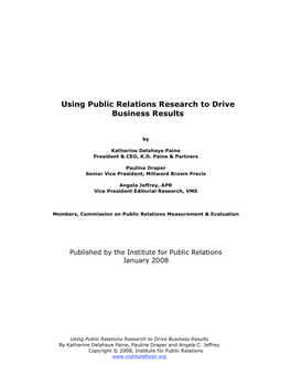 Using Public Relations Research to Drive Business Results