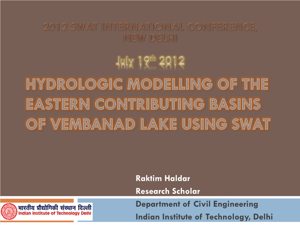 Hydrodynamic Modelling of the Vembanad Lake